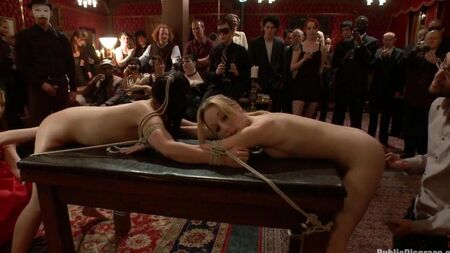 Связали телок и публично трахнули