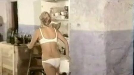 C. Alric in 1980 movie in white satin bikini panties