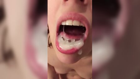 Rancid Cunt Eats a Healthy Mouthful of Thick, Lumpy Glue