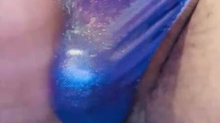 Purple Satin Thong Bulge Play