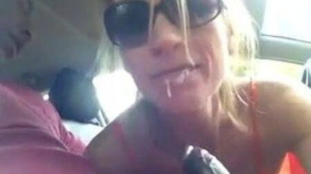 Drunk car blowjob swallow