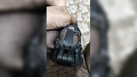 Locked in cobra chastity cage