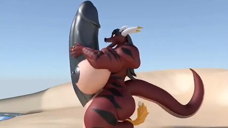 Renamon futanari & a futa dragoness – cum inflation & growth