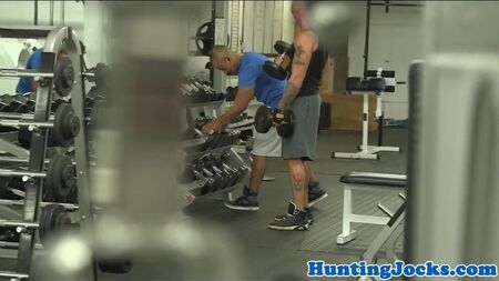 Pulled fitness jock assfucked at the gym