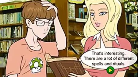Hentai sex game Nerd fucks sexy blonde with magic spells