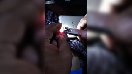 Asian cuts her penis frenulum