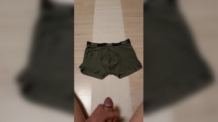 Boy sprays a cumshot over his Puma Underwear