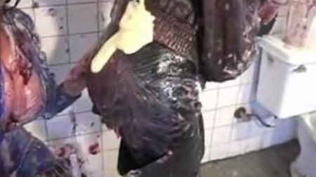 Messy rubber thigh boots!