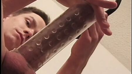 Sexy white boys with hard young bodies use cock pumps to get huge members