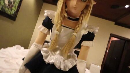 Kigurumi plays with penis