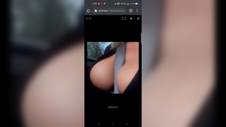 Boobs between Car seat belt