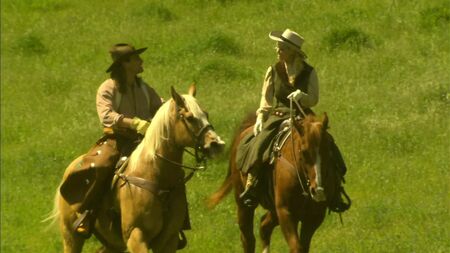 Riding horses and fucking on a farm – women in white!