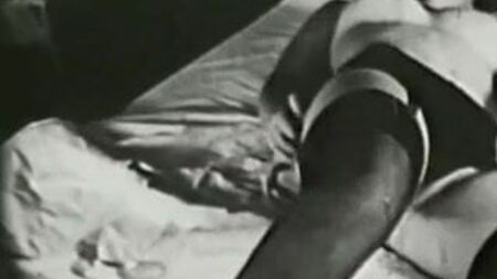 Girl in Bed with Sexy Black Stockings (1960s Vintage)