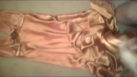 Cumming on gold Satin ball gown