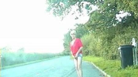 Zoe exhibitionist transvestite bitch in bumless hot pants on the streets