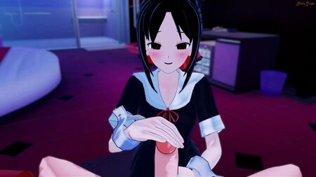 Kaguya Sama swallows a load, missionary creampie POV. Hentai