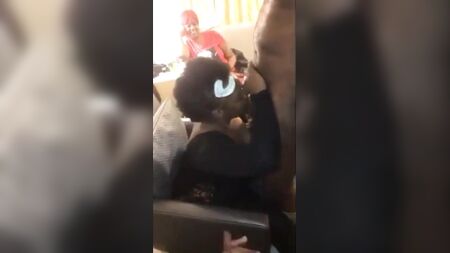 Older black step mom suck strippers dick at party