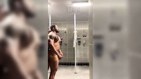 Interracial cruising in the gym shower