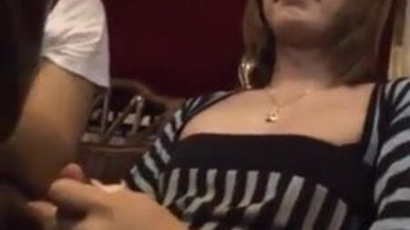 Ladyboy cums in restaurant