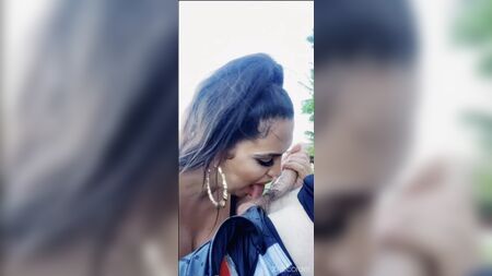 TS Bella Curves Blows Her Trainer After a Run In the Park