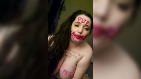 My piss whore pouring piss into her mouth