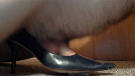 Fuck and Cum Navy Leather High Heel Shoes