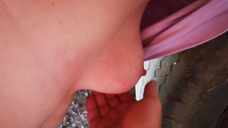 Hanging tits slapping in barn - traler