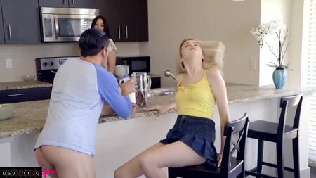 Bambino & Lexi Lore [ Blondes & Young & Premium / Skirt , On the kitchen , Shaved , Crempai , Sex in clothes , Young , Young ,