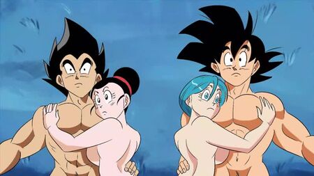 Bulma Briefs x Gogeta & Chichi x Son Goku - riding; creampie; orgasm; big boobs; 3D sex porno hentai; [Dragon Ball Z]