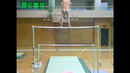 Romanian gymnast Corina Ungureanu works out naked.